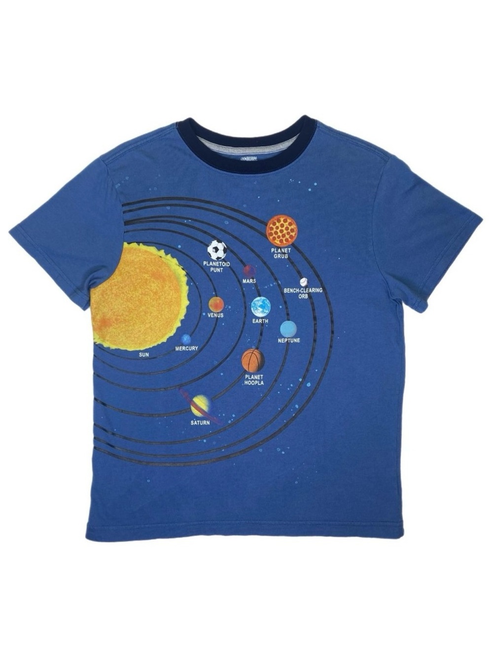 Gymboree Boy's Blue Short Sleeve T-Shirt Planets/Sports Theme